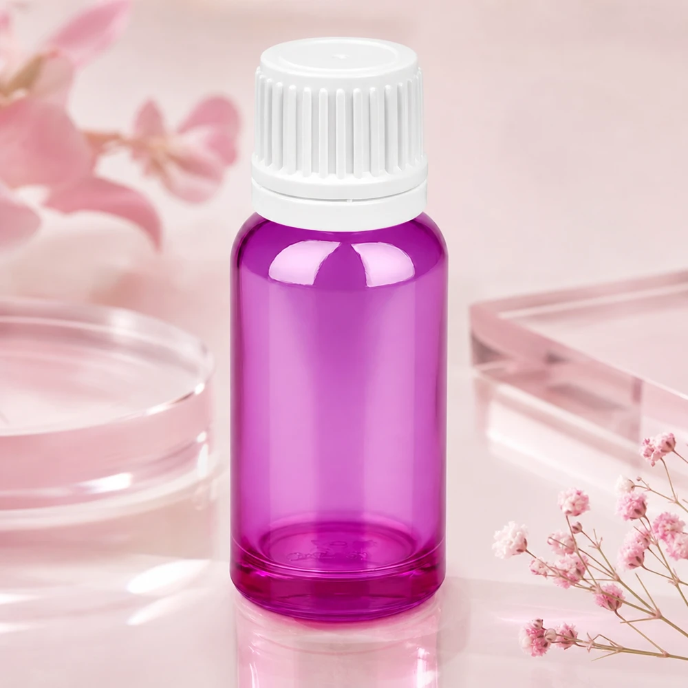 20ml Flasche 11mm Schraubverschluss weiss Originalität Schraubverschlusserschluss PurpleLine UT18/20 Dekorative 20ml Flasche in strahlendem Violett mit geripptem weißem Verschluss für Sammler