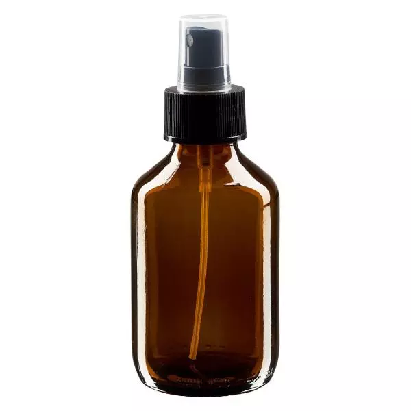 150ml Medizinflasche braun, Pumpzerstäuber schwarz ApoGlas 150ml Medizinflasche braun, Pumpzerstäuber schwarz ApoGlas
