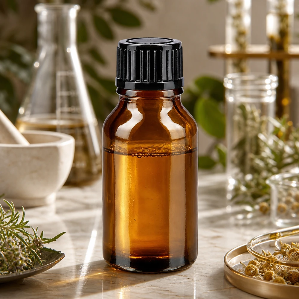 UV-geschützte Apothekenflasche 15ml mit 1mm Tropfer schwarz für Naturheilkunde