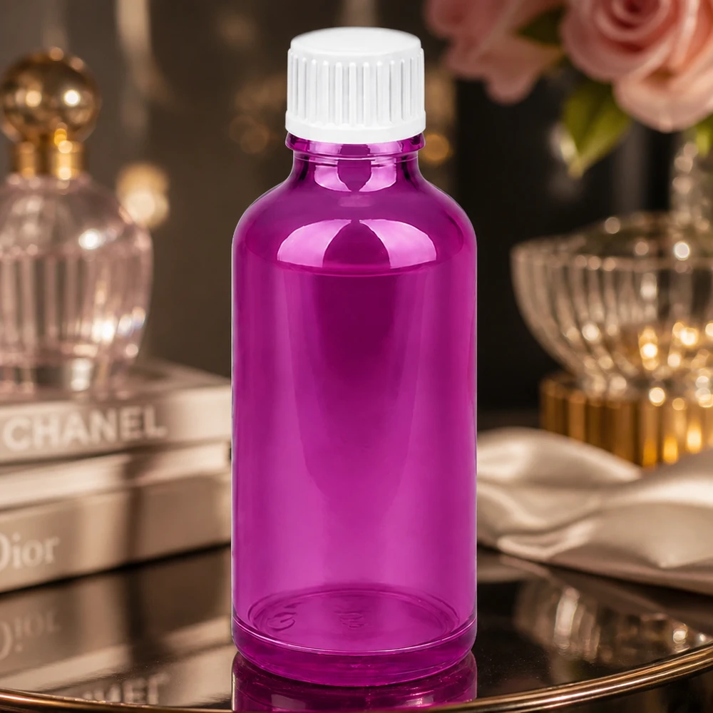 50ml Tropfflasche 0.9mm weiss Standard PurpleLine. UT18/50 50ml Flasche mit Tropfverschluss in elegantem Lila-Design für Beauty-Produkte