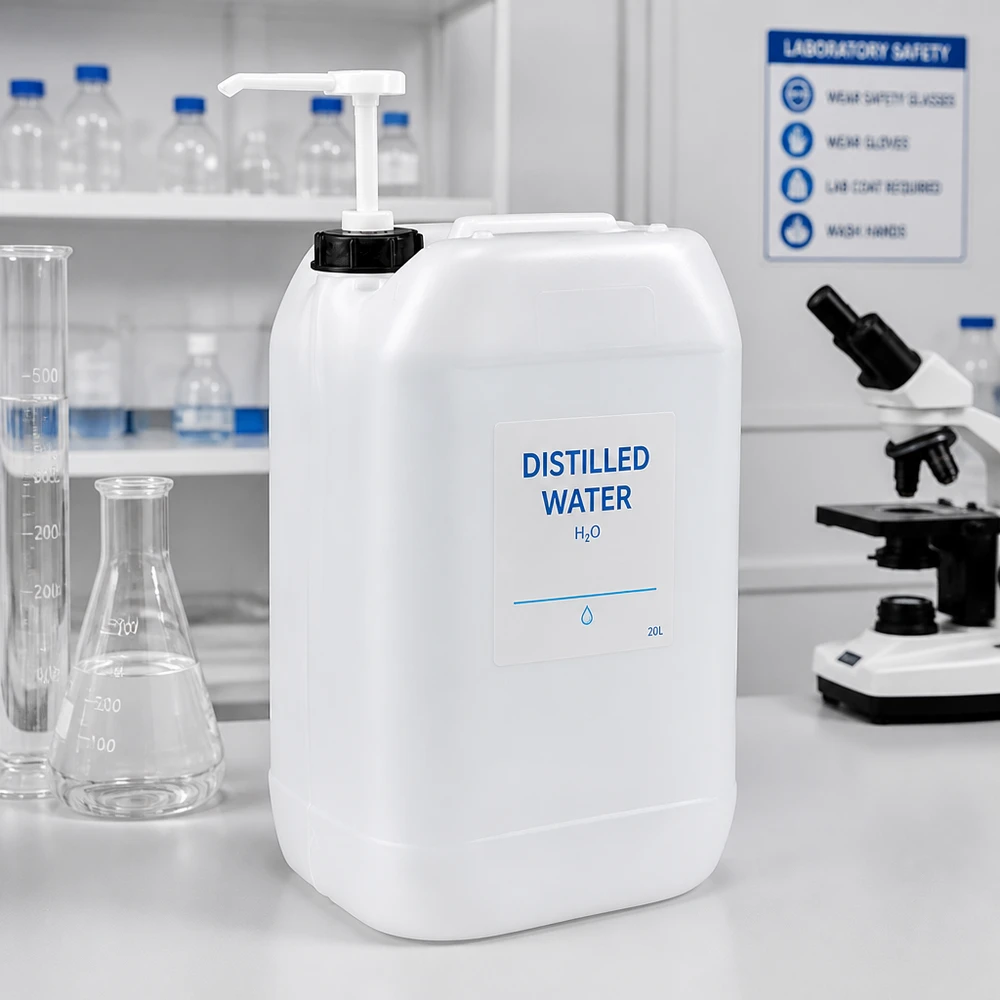 Kanister 15 Liter mit Dosierpumpe Robuster Kunststoffkanister 15L mit weißer Pumpvorrichtung für präzise Flüssigkeitsdosierung