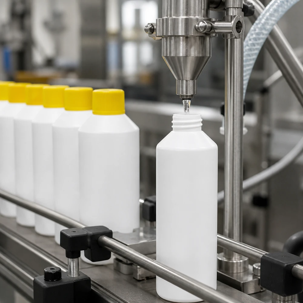 Apothekenflasche HDPE 100ml weiß, mit gelbem Schraubverschluss Zylindrische HDPE Apothekenflasche 100ml weiß mit Gewinde für gelben Schraubverschluss