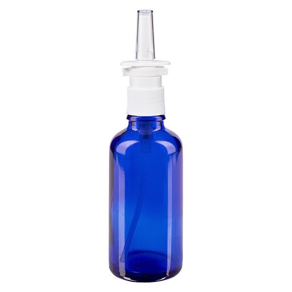Apothekenflasche blau 50ml Nasenzerstäuber weiß Standard Apothekenflasche blau 50ml Nasenzerstäuber weiß Standard