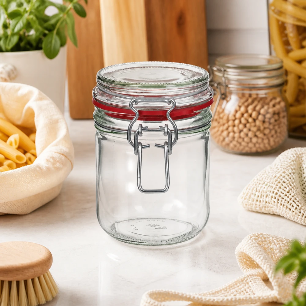 Transparentes 400ml Vorratsglas mit Bügelverschluss ermöglicht schnelle Inhaltsidentifikation