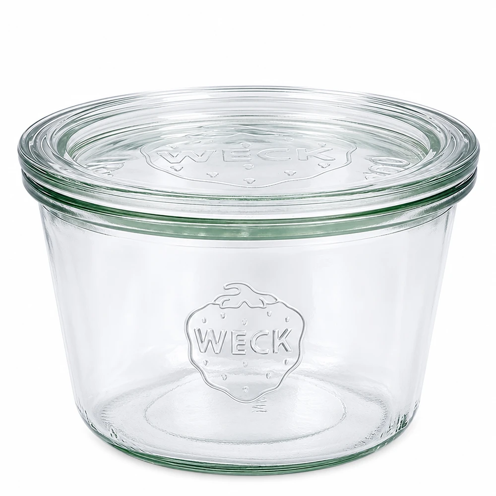 WECK Sturzglas 370ml mit Glasdeckel RR100 transparentes Einmachglas mit Relief-Logo für Konservierung
