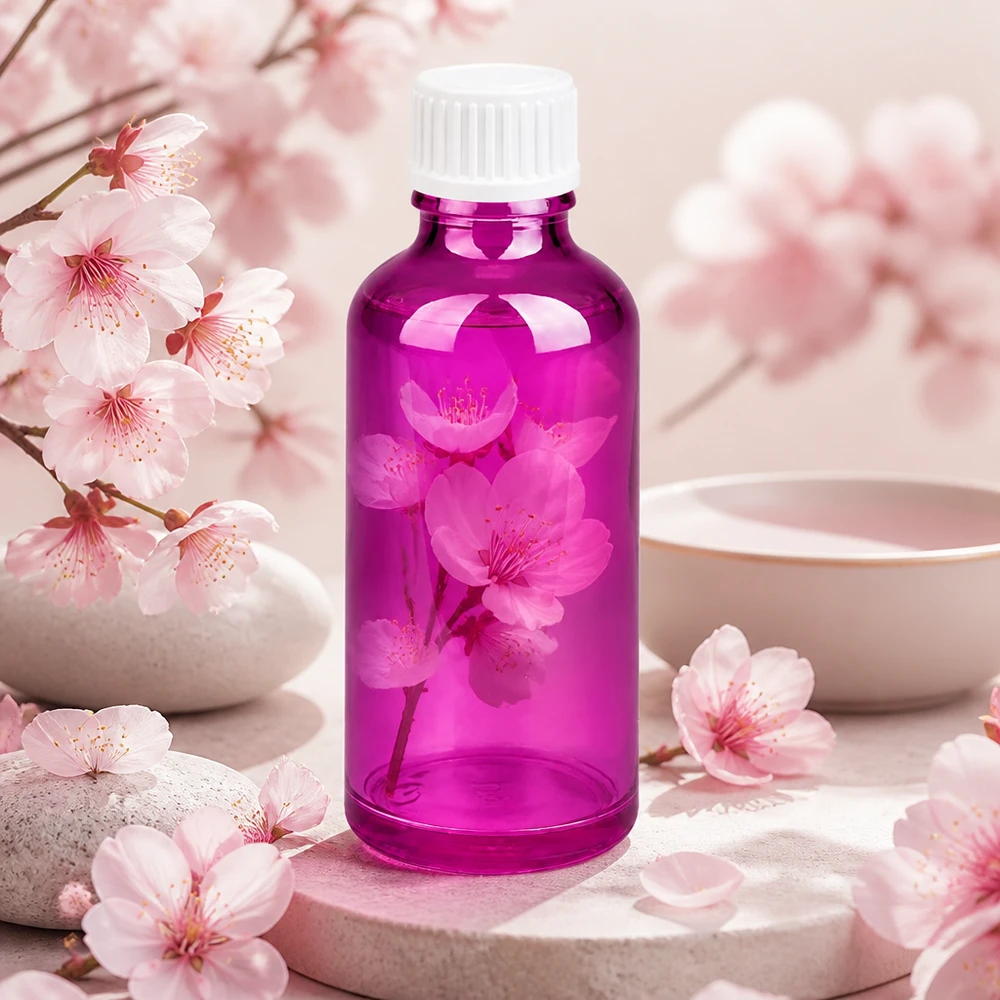 50ml (Globuli)Flasche 3mm Giessring weiß Standard PurpleLine. UT18/50 Funktionale 50ml Glasverpackung mit 18mm Öffnung in violetter Ausführung für Flüssigkeiten