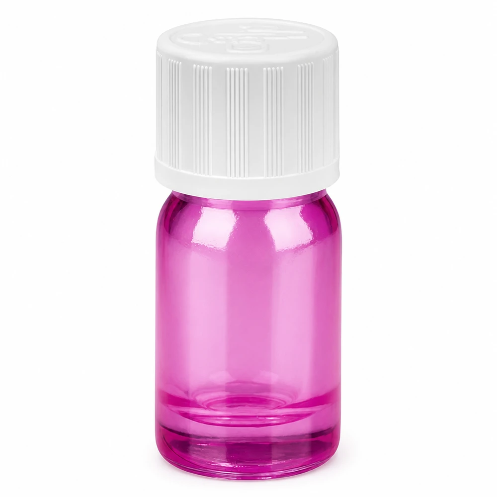 5ml Tropfflasche 1.2mm weiß Standard Kindersicher PurpleLine. UT18/5 Kompakte 5ml Flasche in lila transparent mit Tropfverschluss für Aromatherapie