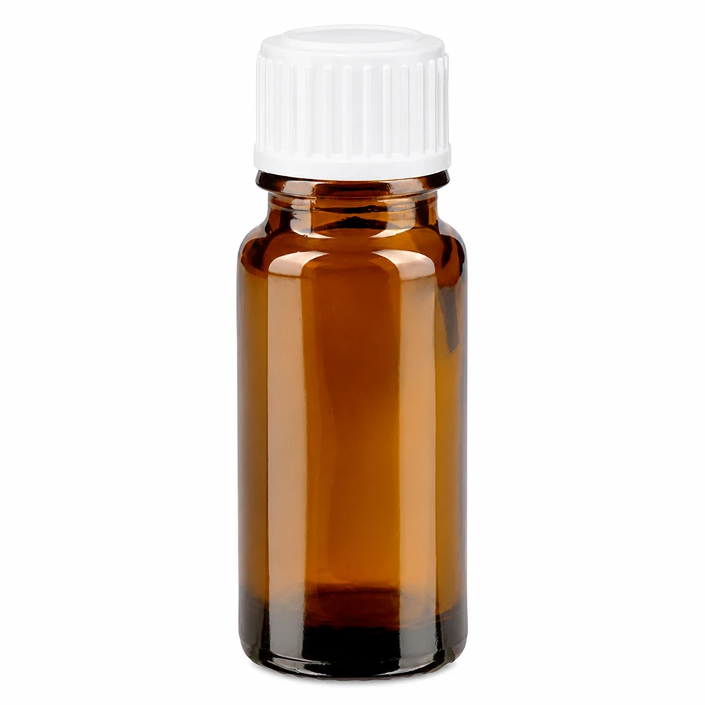 Kleine Braunglasflasche 10ml mit weißem Originalitätsverschluss für Apotheken