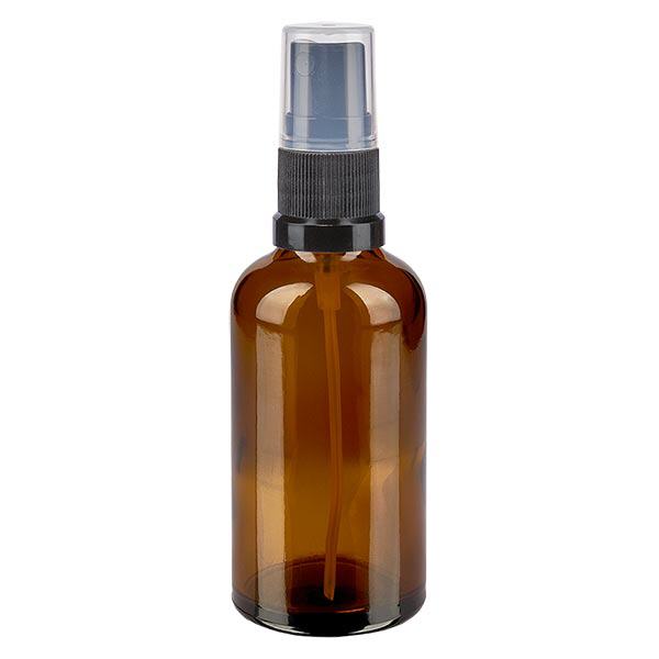 Apothekenflasche braun 50ml Sprayaufsatz schwarz Apothekenflasche braun 50ml Sprayaufsatz schwarz