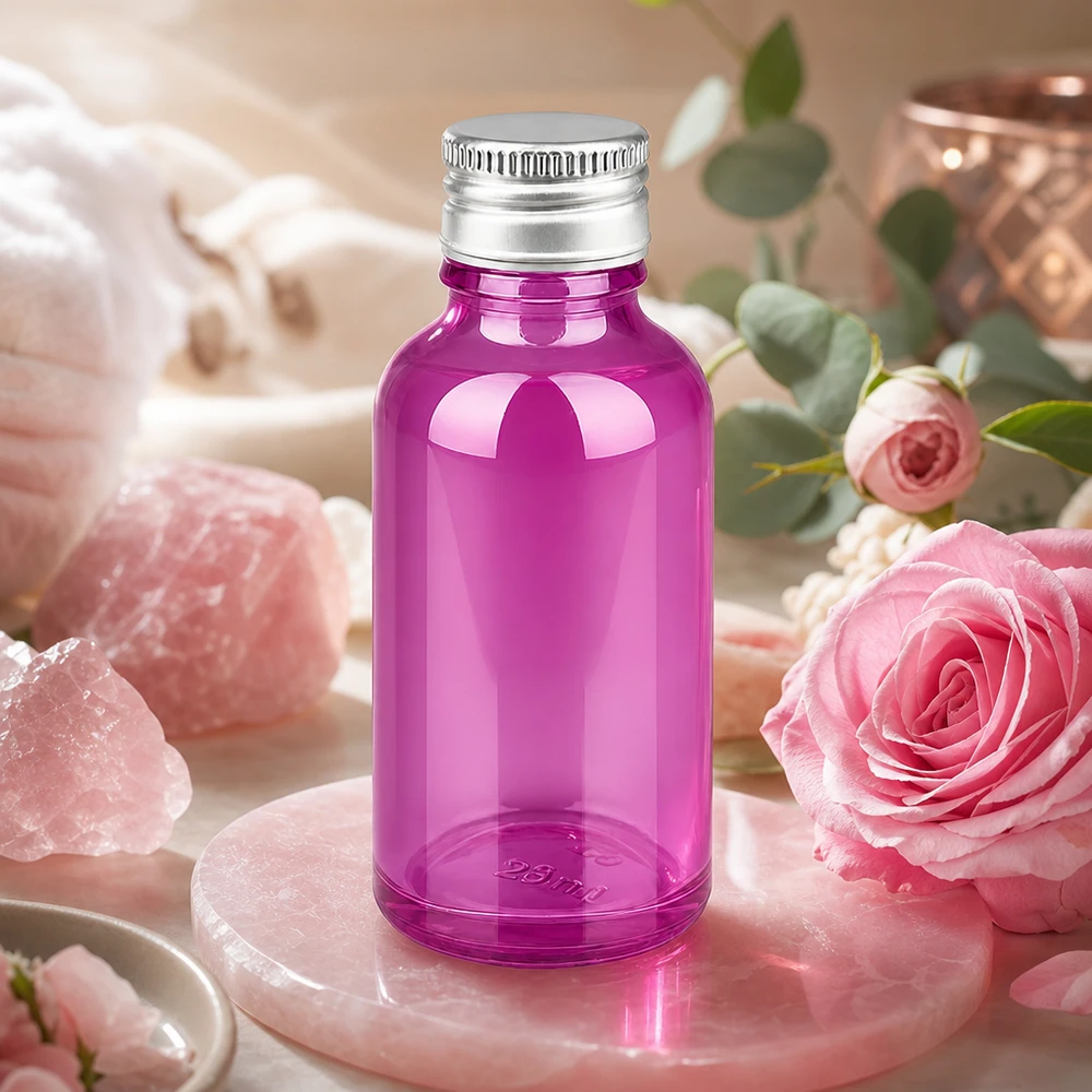 30ml Flasche 11mm Schraubverschluss Alu-Silberer Standard PurpleLine.UT18/30 Apotheker-Flasche 30ml in intensivem Purple-Farbton mit professionellem Alu-Verschluss