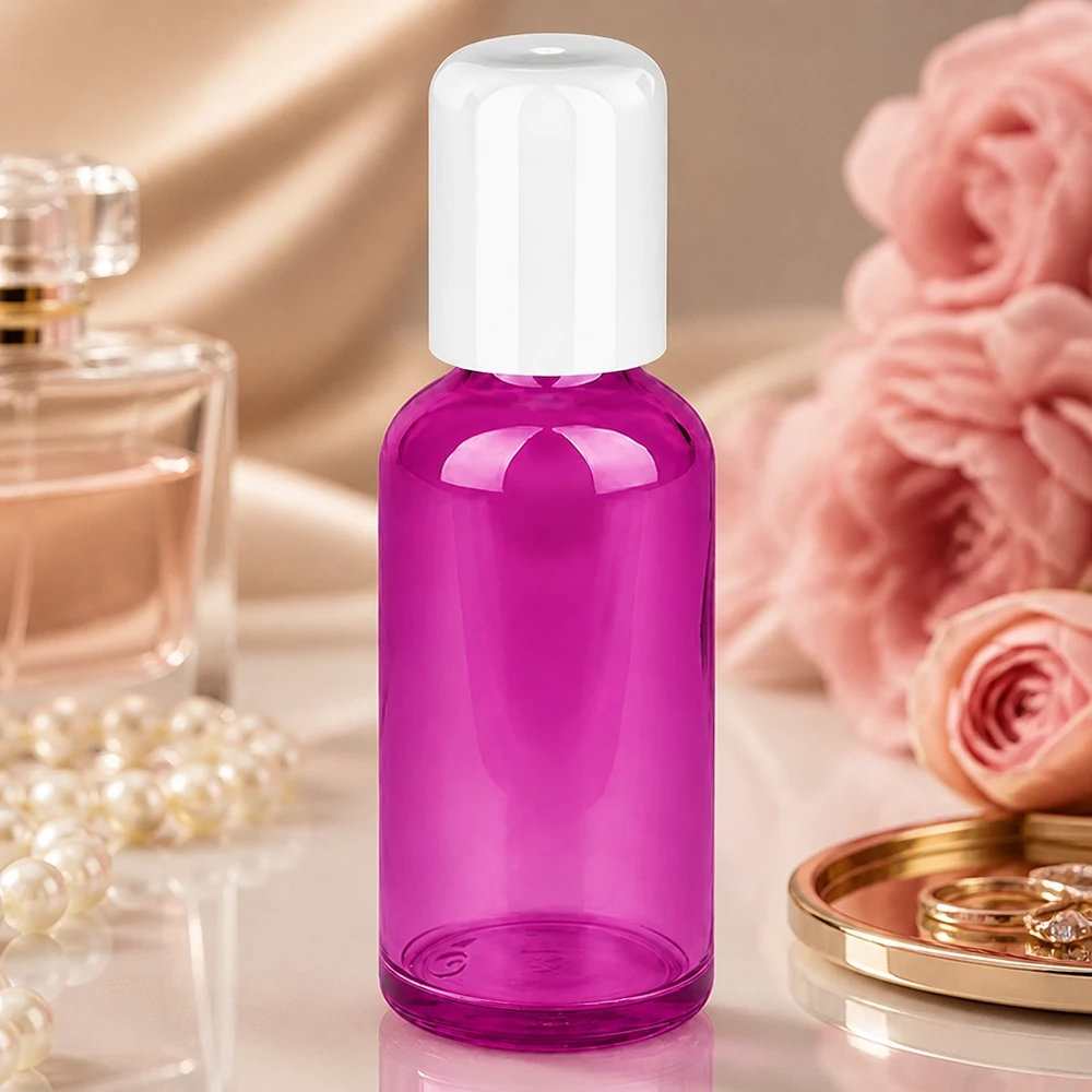 50ml Roll-On Flasche weiss Standard PurpleLine UT18/50 Kompakte 50ml Rollerball-Flasche in Violett für präzise Dosierung von Pflegeölen