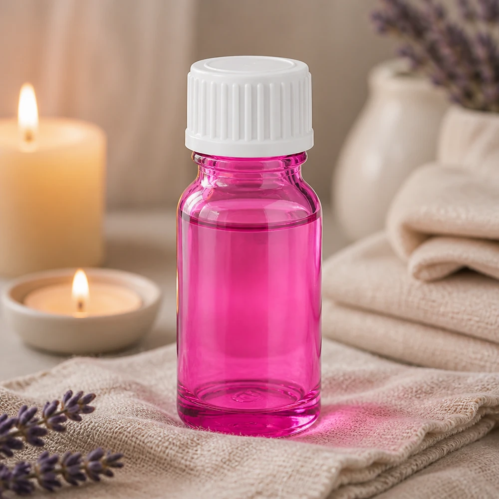 10ml (Globuli)Flasche.. 3mm Giessring weiß Standard PurpleLine. UT18/10 Transparente 10ml Glasflasche in Pink-Violett mit UV-Schutz für lichtempfindliche Substanzen