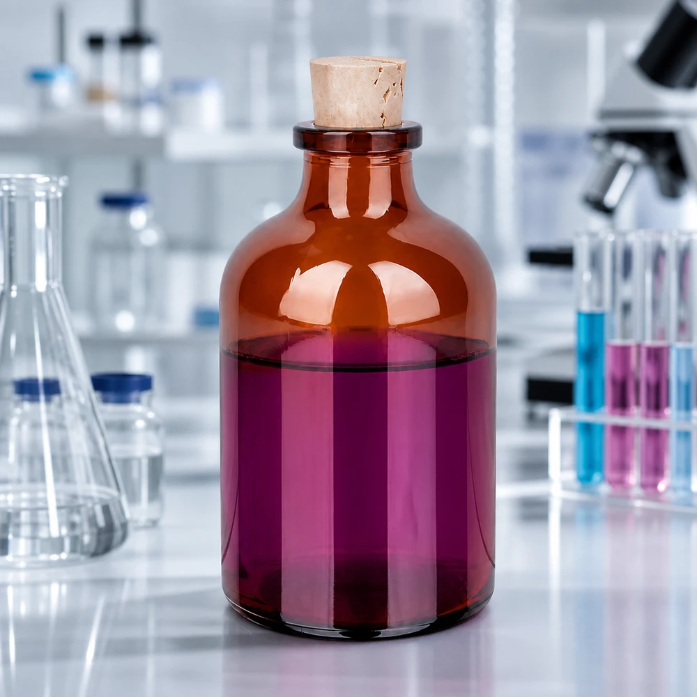 Braunglas Vorratsflasche 50ml mit enghalsigem Korken für Chemikalien