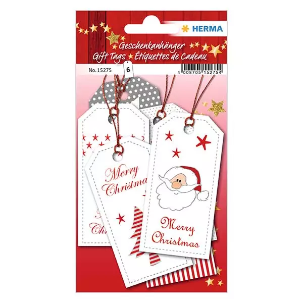Anhänger "XMAS" (6 Stück) mit Glitzer