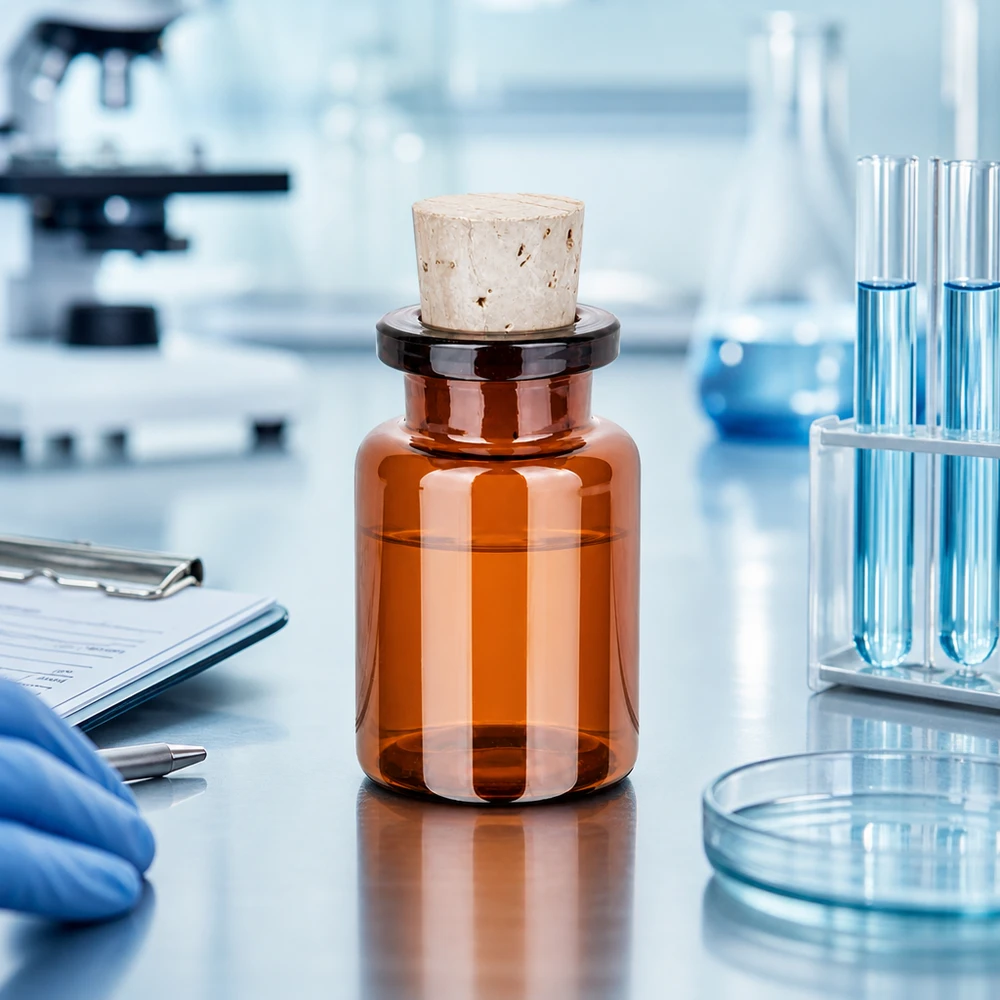 Medizinische Braunglasflasche 10ml mit Korken für Tinkturen Extrakte und Probenaufbewahrung