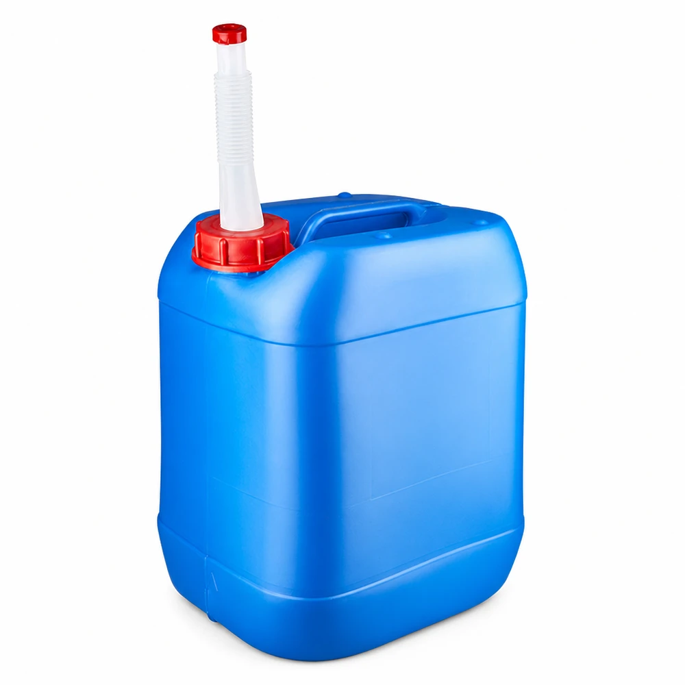 Kanister 20 Liter blau mit Auslaufrohr Flex 20L Kanister blau aus HDPE Kunststoff mit Flex-Auslaufrohr und Tragegriff