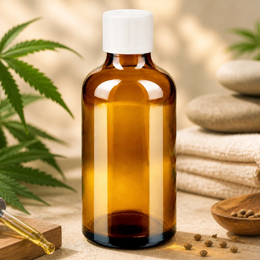 Apotheker Tropfflasche 50ml Braunglas mit 1,2mm Einsatz für CBD-Öl und Naturprodukte