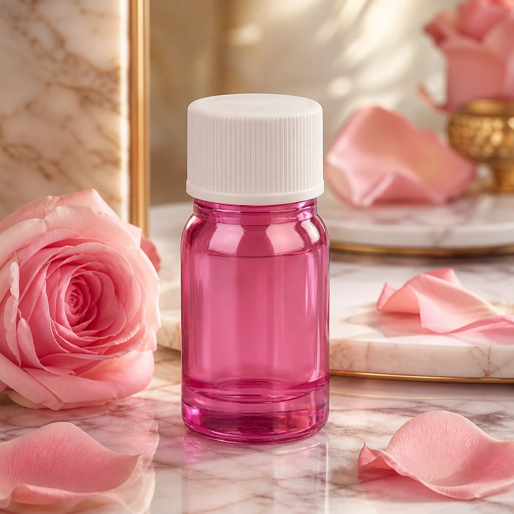 5ml Flasche 11mm Schraubverschluss weiss Standard PurpleLine UT18/5 5ml Flasche aus violettem Spezialglas mit weißem Verschluss für Naturkosmetik und Seren
