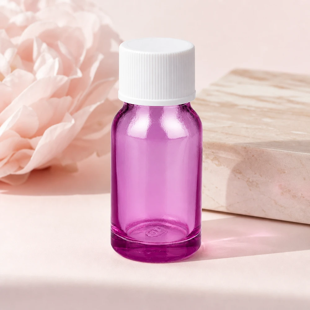10ml Flasche 11mm Schraubverschluss weiss Standard PurpleLine UT18/10 Wiederverwendbare 10ml Glasflasche in violett für nachhaltige Aufbewahrung von Naturprodukten