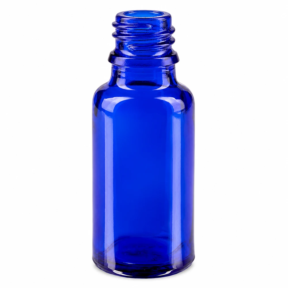 Tropfflasche 20ml DIN 18 BLAUGLAS Zylindrische blaue Glasflasche 20ml mit breitem Hals für einfache Befüllung