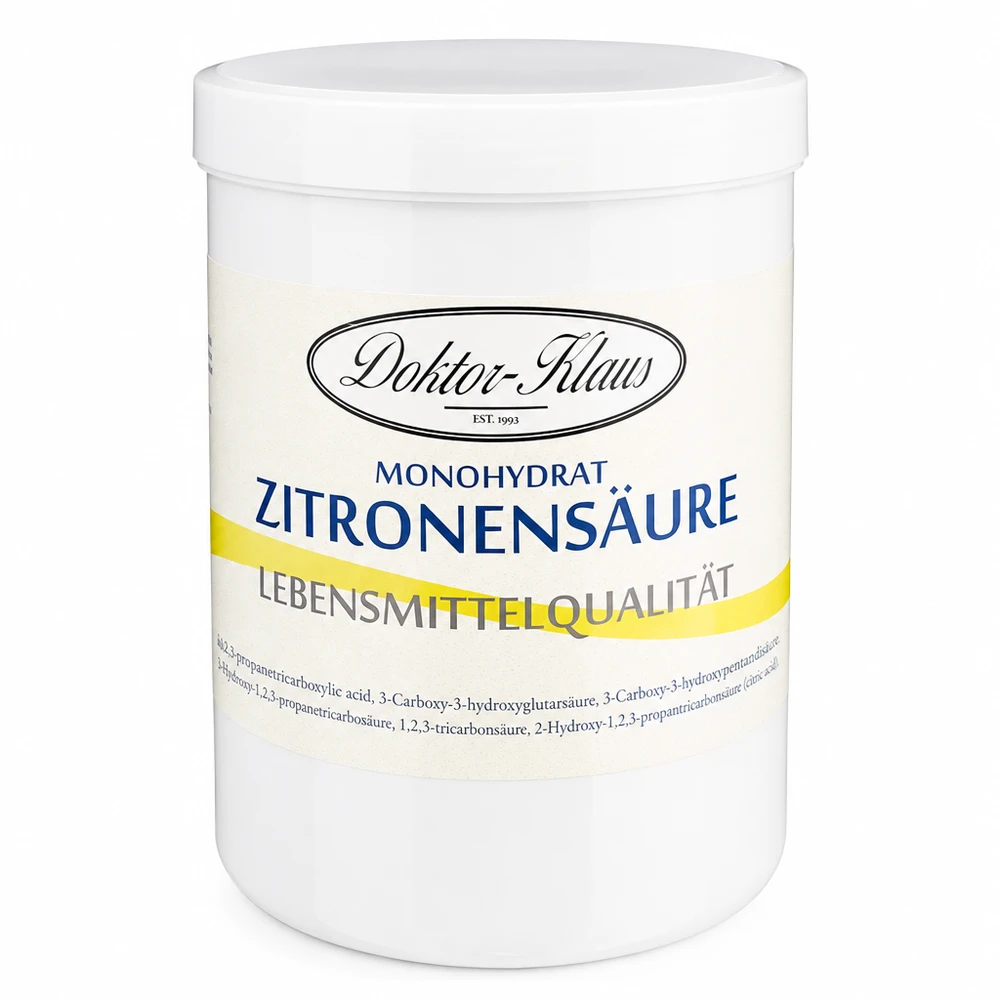 Zitronensäure 1000g Doktor-Klaus 1kg Zitronensäure Monohydrat Doktor-Klaus zum Entkalken und Reinigen in weißer Dose