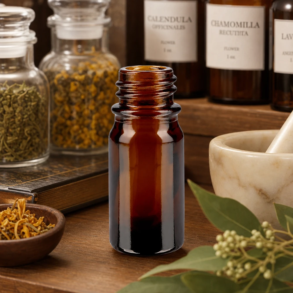 Mini Apothekenflasche ApoGlas 5ml in Braunglas für mobile Medikamenten-Dosierung unterwegs