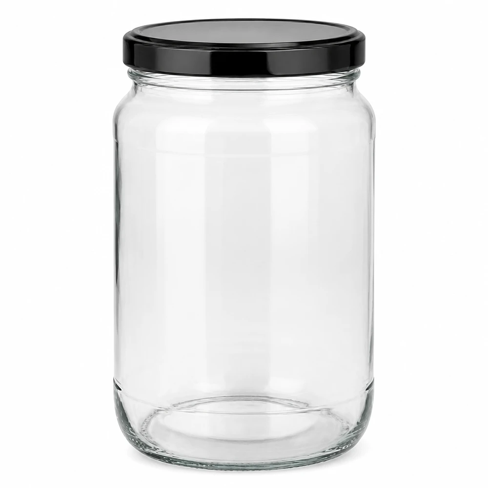 1700ml Rundglas mit BasicSeal Deckel schwarz UNiTWIST 1700ml Rundglas mit schwarzem BasicSeal Deckel UN-Zertifizierung Glaskonserve Einmachglas Vorratsglas