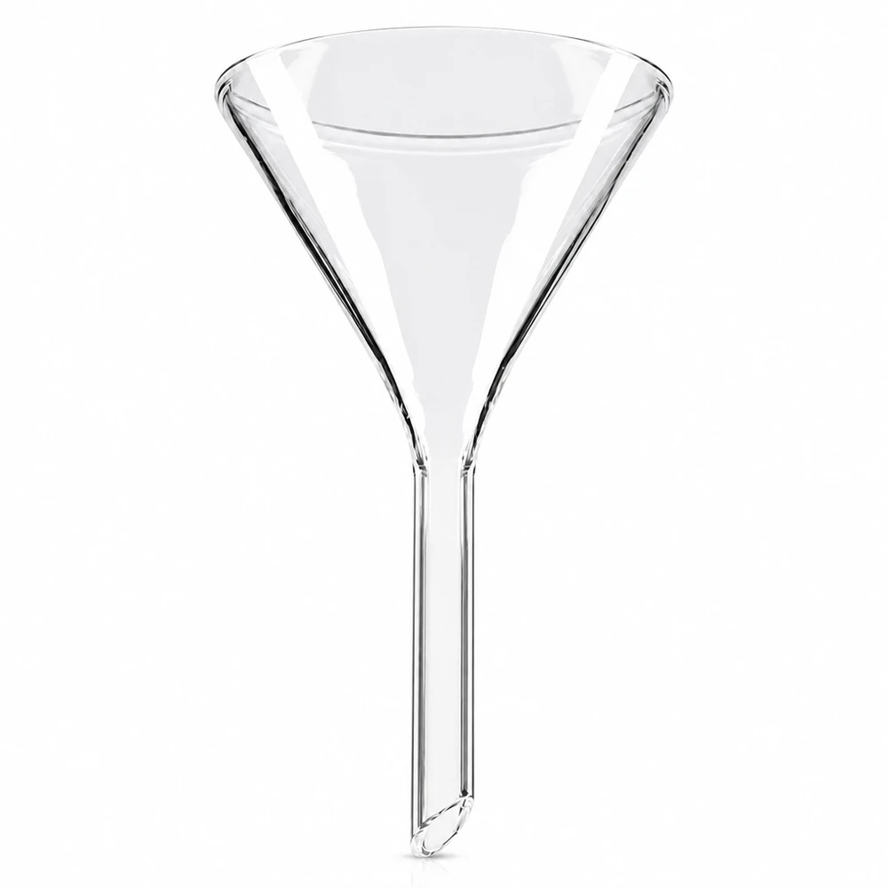Trichter ø55mm Kalk-Soda, Winkel 60°, Kurzstil Kurzstiel Trichter aus klarem Kalk-Soda-Glas 5,5cm Durchmesser ideal zum Befüllen enger Öffnungen