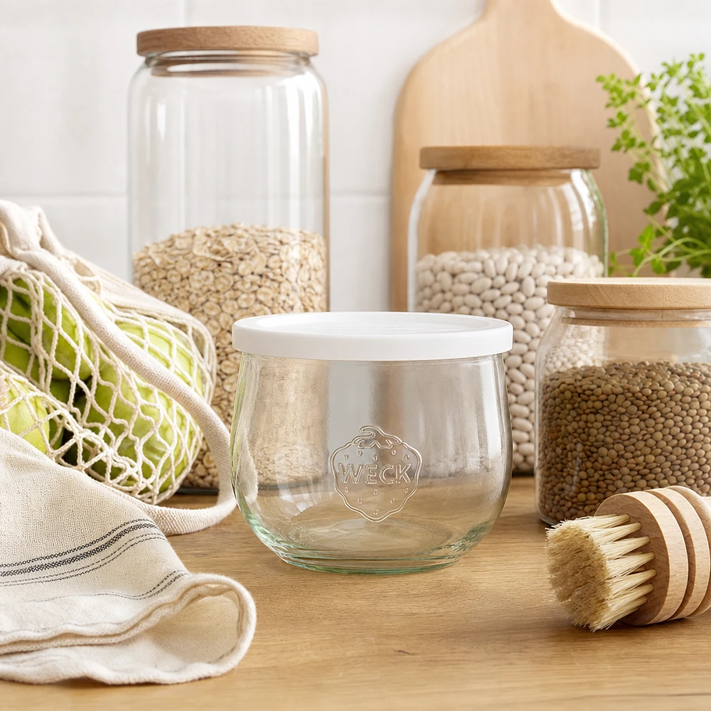 580ml Tulpenglas mit Frischedeckel WECK RR100 WECK Tulpenglas 580ml RR100 zur Aufbewahrung von Hülsenfrüchten und Getreide in nachhaltiger Zero-Waste-Küche