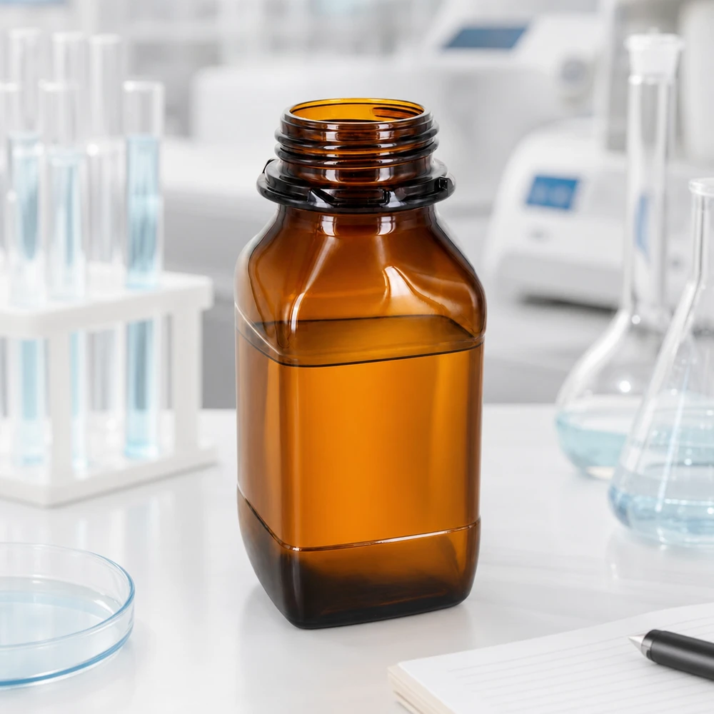 500ml Braunglas-Vorratsflasche - Ihr zuverlässiger Schutz für wertvolle Substanzen Bernsteinfarbene Chemikalienflasche 500ml mit robustem Glasmaterial für den Laborbereich
