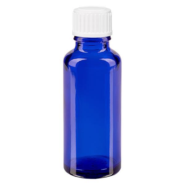Apothekenflasche blau 30ml Schraubverschluss weiß Standard Apothekenflasche blau 30ml Schraubverschluss weiß Standard