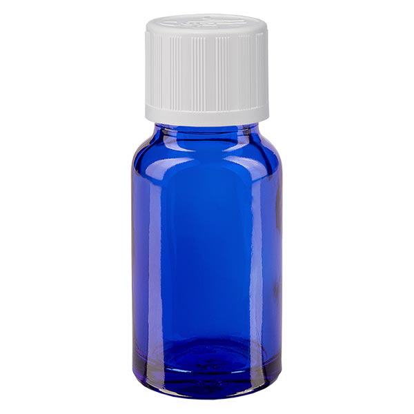 Apothekenflasche blau 10ml Schraubverschluss weiß Kindersicherung Standard Apothekenflasche blau 10ml Schraubverschluss weiß Kindersicherung Standard