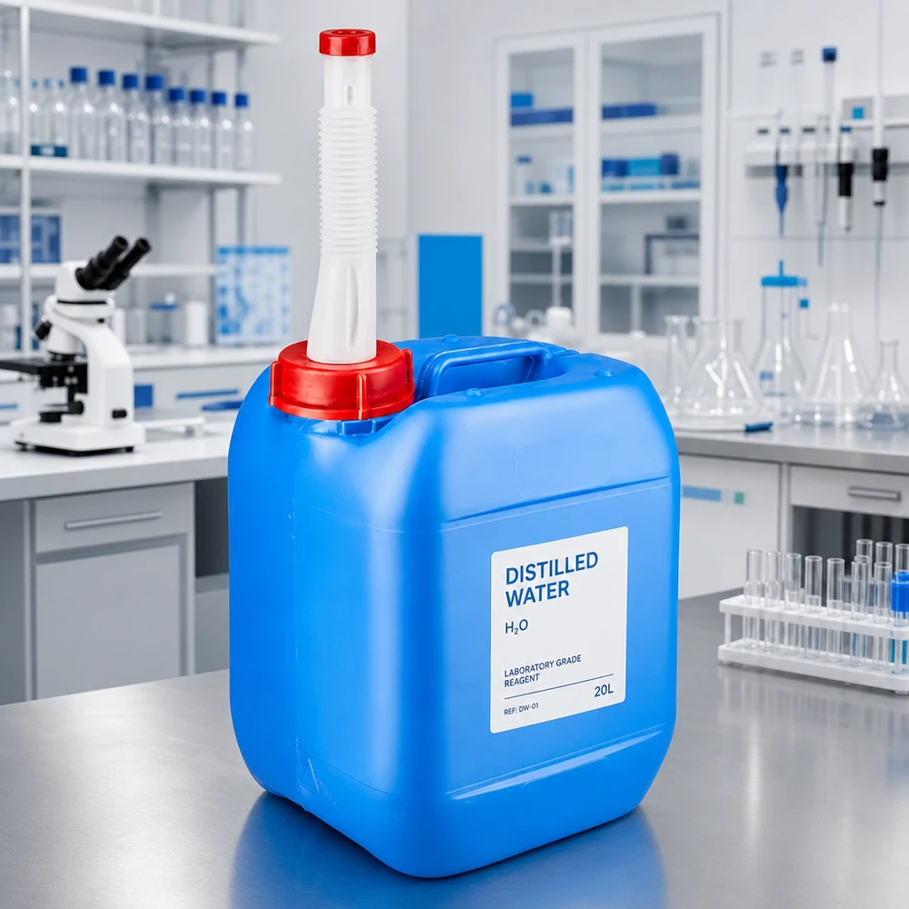 Kanister 5 Liter blau mit Auslaufrohr Flex Blauer HDPE Chemikalienkanister 5 Liter mit flexiblem Einfüllstutzen für Laboranwendungen