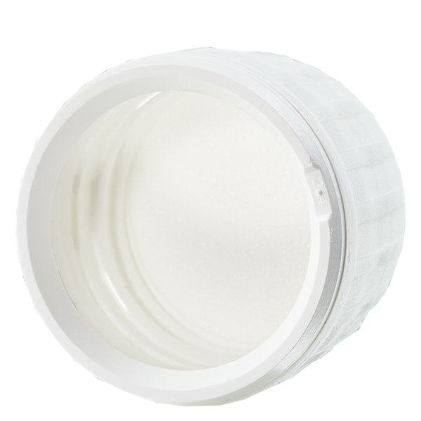 Schraubverschluss weiß mit EPE-Dichtung mit Originalitätsring PP28 ApoGlas