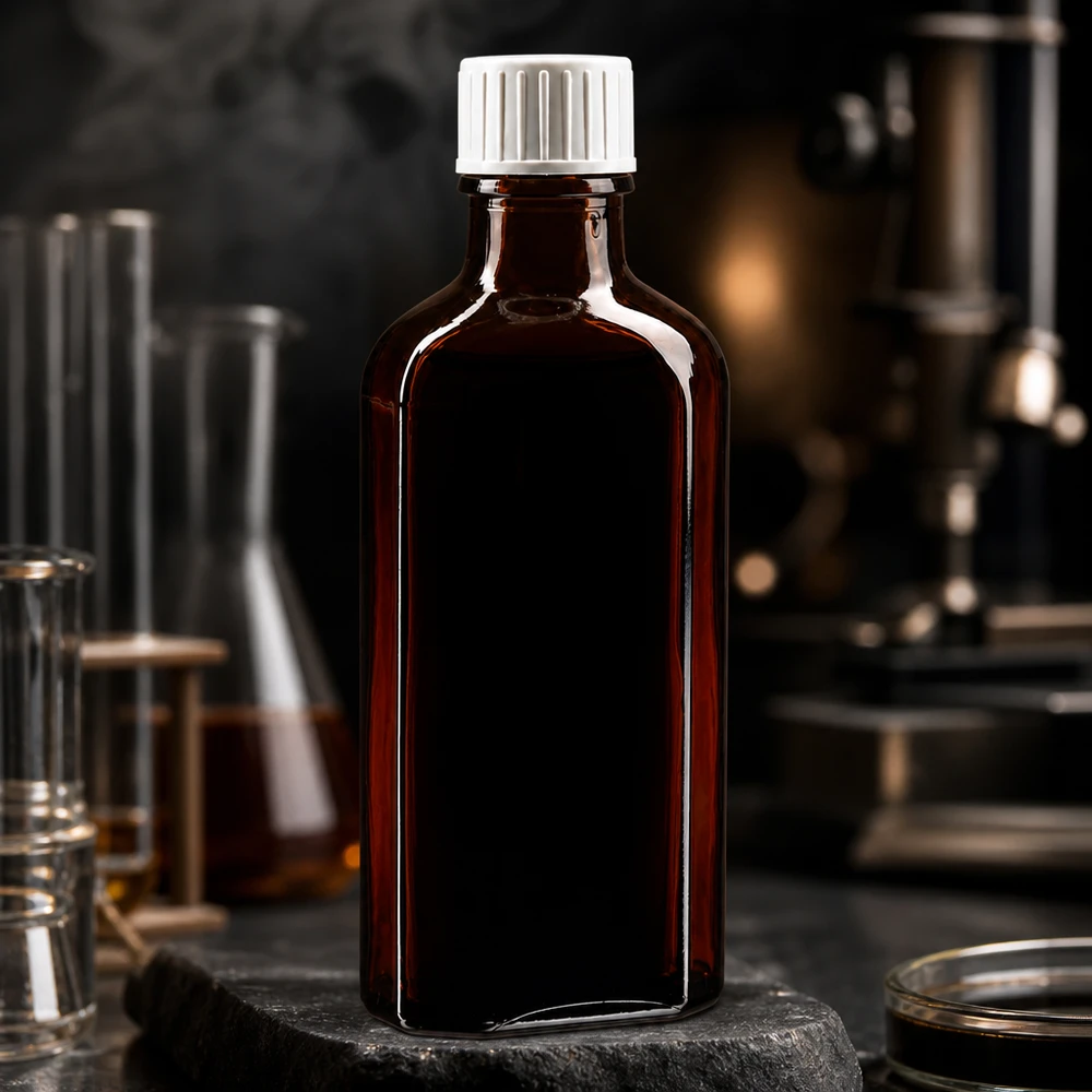100 ml Meplat braun Schraubverschluss mit Giessring Rechteckige Braunglas Flasche 100 ml mit weißem Verschluss für Tinkturen und Öle