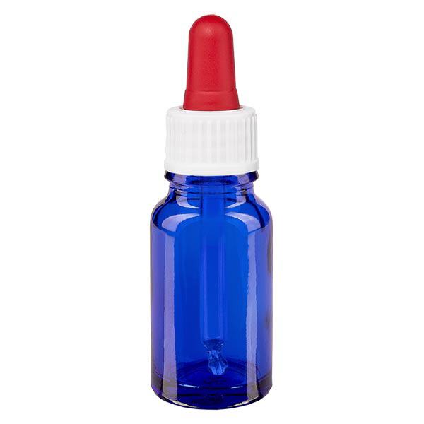 Apothekenflasche blau 10ml Pipette weiß/rot Standard Apothekenflasche blau 10ml Pipette weiß/rot Standard