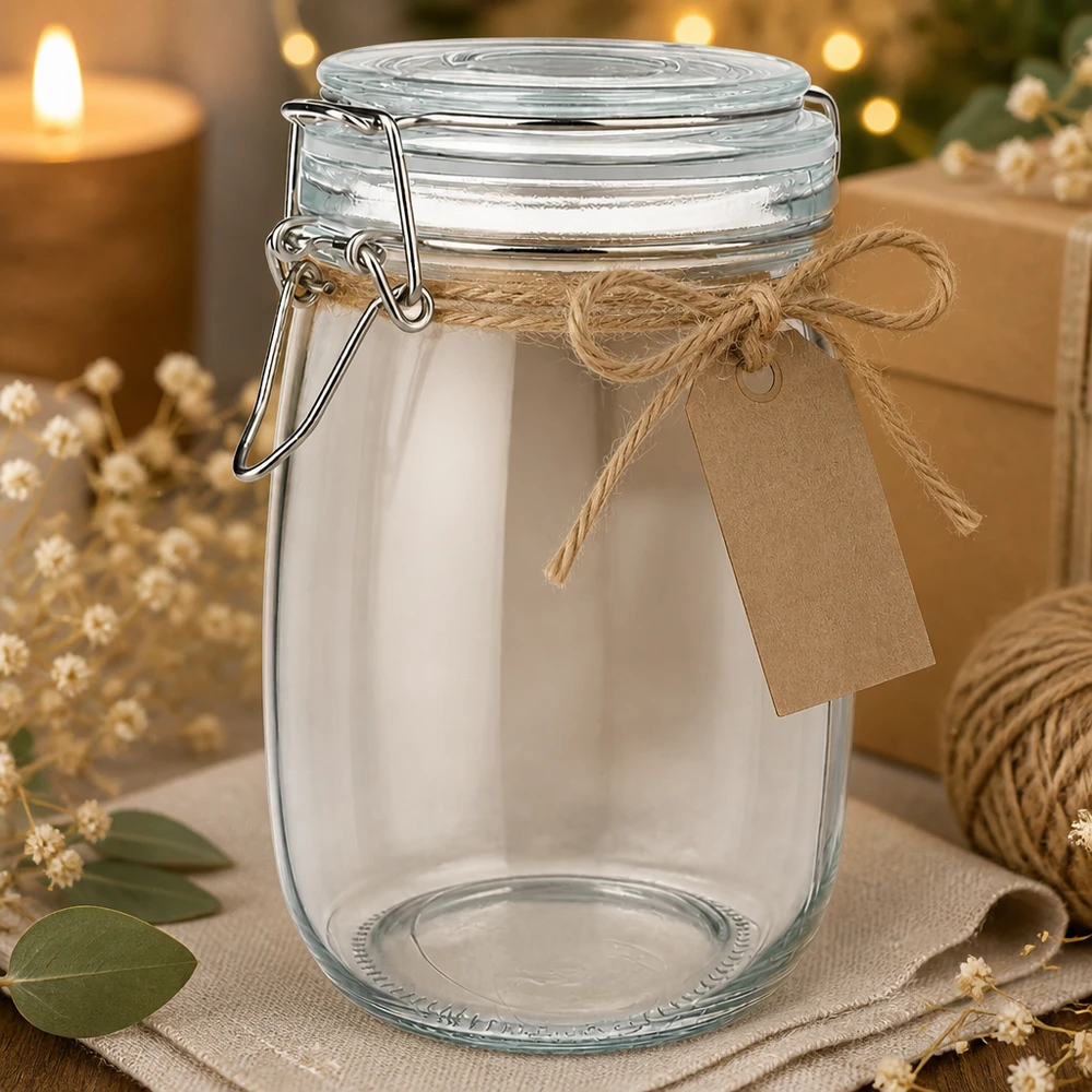 1000ml Vorratsglas mit Silikonring und Bügelverschluss UNiTWIST Vielseitiges 1000ml Glasgefäß mit Schnappverschluss für Küche Keller und Speisekammer