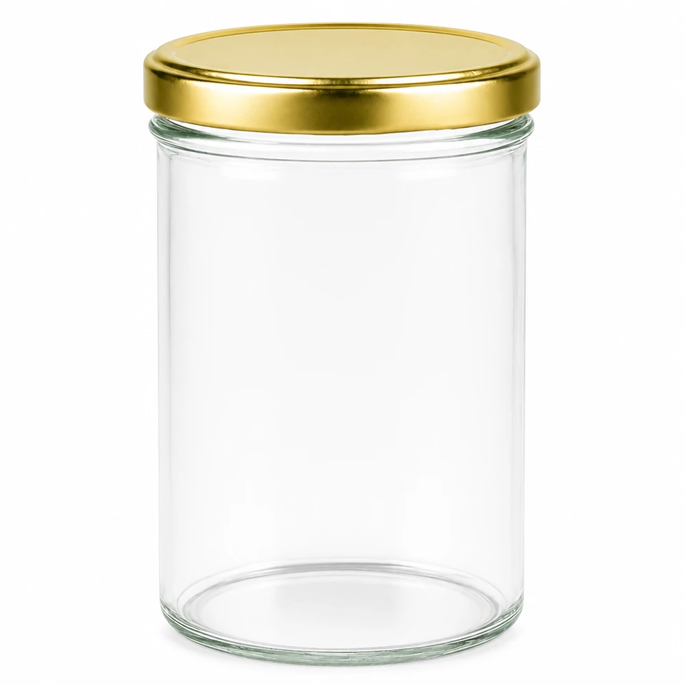 435ml Sturzglas mit BasicSeal Deckel gold UNiTWIST 435ml Sturzglas mit goldenem BasicSeal Deckel UNiTWIST - leeres Einmachglas aus klarem Glas