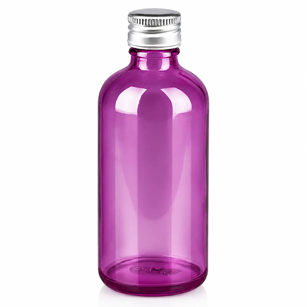100ml Flas. 11mm Schraubverschluss Alu-Silber Standard PurpleLine. UT18/100 Hochwertige violette Glasflasche aus UV-Schutzglas mit silbernem Aluminiumdeckel 100ml