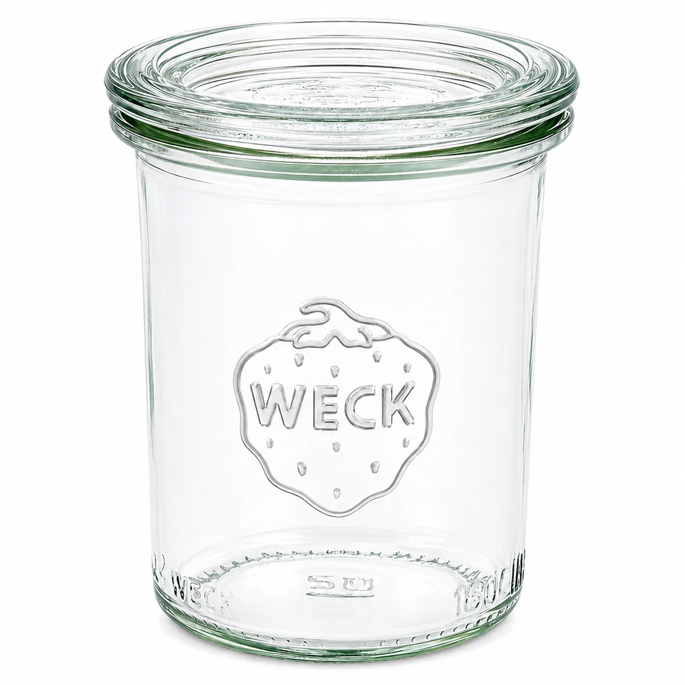160ml WECK Sturzglas RR60 mit Glasdeckel, transparent, eingewecktes Glas für Marmelade und Konserven