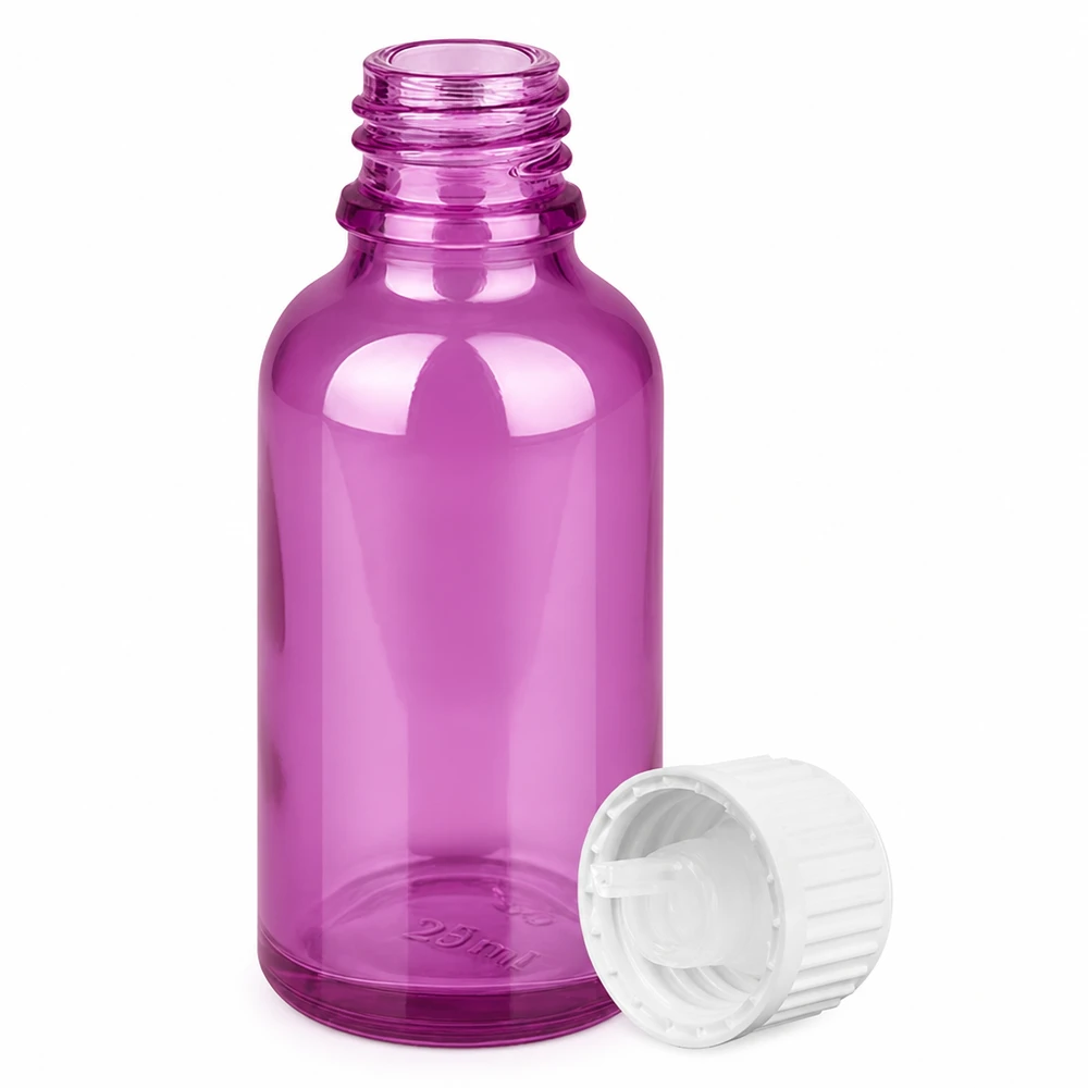 30ml Tropfflasche 0.9mm weiss Standard PurpleLine. UT18/30 Handliche Tropfflasche 30ml violett für aromatherapeutische Anwendungen und Essenzen