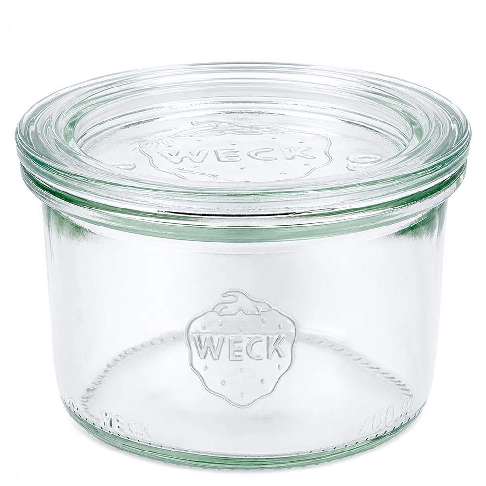 WECK Sturzglas 200ml mit Glasdeckel RR80 Einmachglas transparent für Konservierung und Aufbewahrung