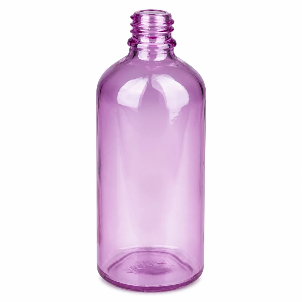 100ml Sprayflasche weiss/transparent Standard PurpleLine UT18/100 Ovale Glasflasche 100ml lila getönt mit 18mm Gewinde für Spray Anwendungen