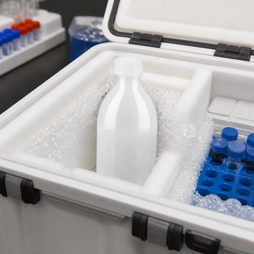 250ml Schraubflasche, Enghals Laborflasche 250ml Enghals Laborflasche in professionellem Kryobehälter für Kaltlagerung biologischer Proben