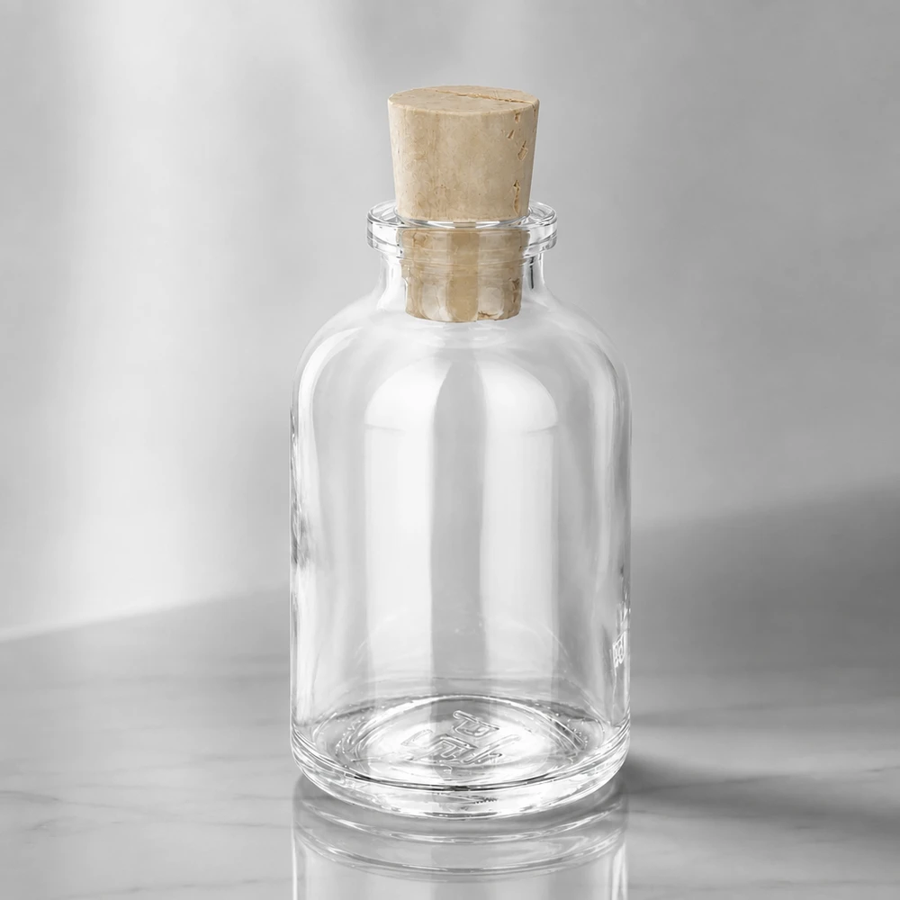 Rundbauchige Glasflasche 50ml mit Korkverschluss für Kosmetik und Parfum