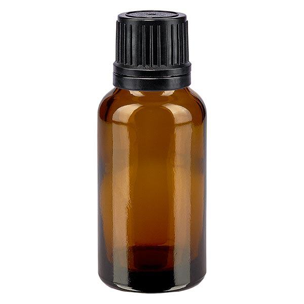 Apothekenflasche braun 20ml Tropfverschluss Giessring 1mm schwarz Originalitätsverschluss