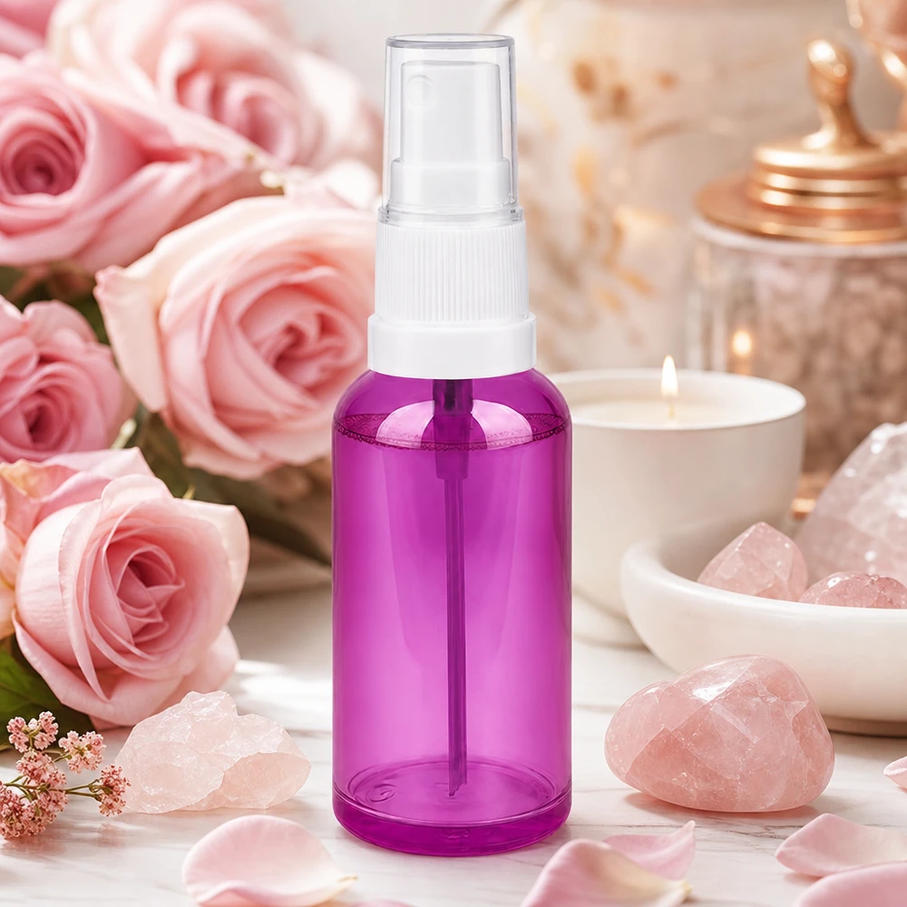 50ml Sprayflasche weiss/transparent Standard PurpleLine UT18/50 Vielseitige 50ml Sprayflasche lila durchsichtig perfekt für Haarspray und Styling
