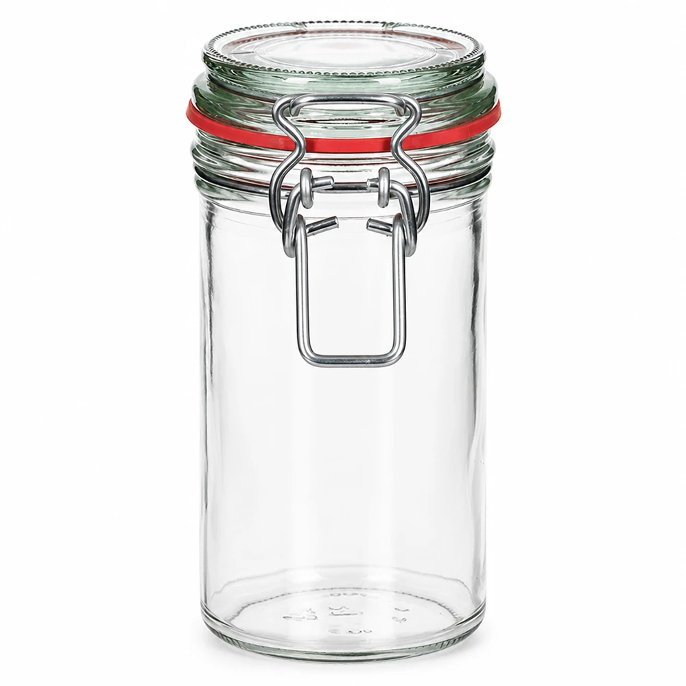 272ml Vorratsglas mit Bügelverschluss und roter Gummidichtung - luftdichtes Einmachglas aus klarem Glas für Küche