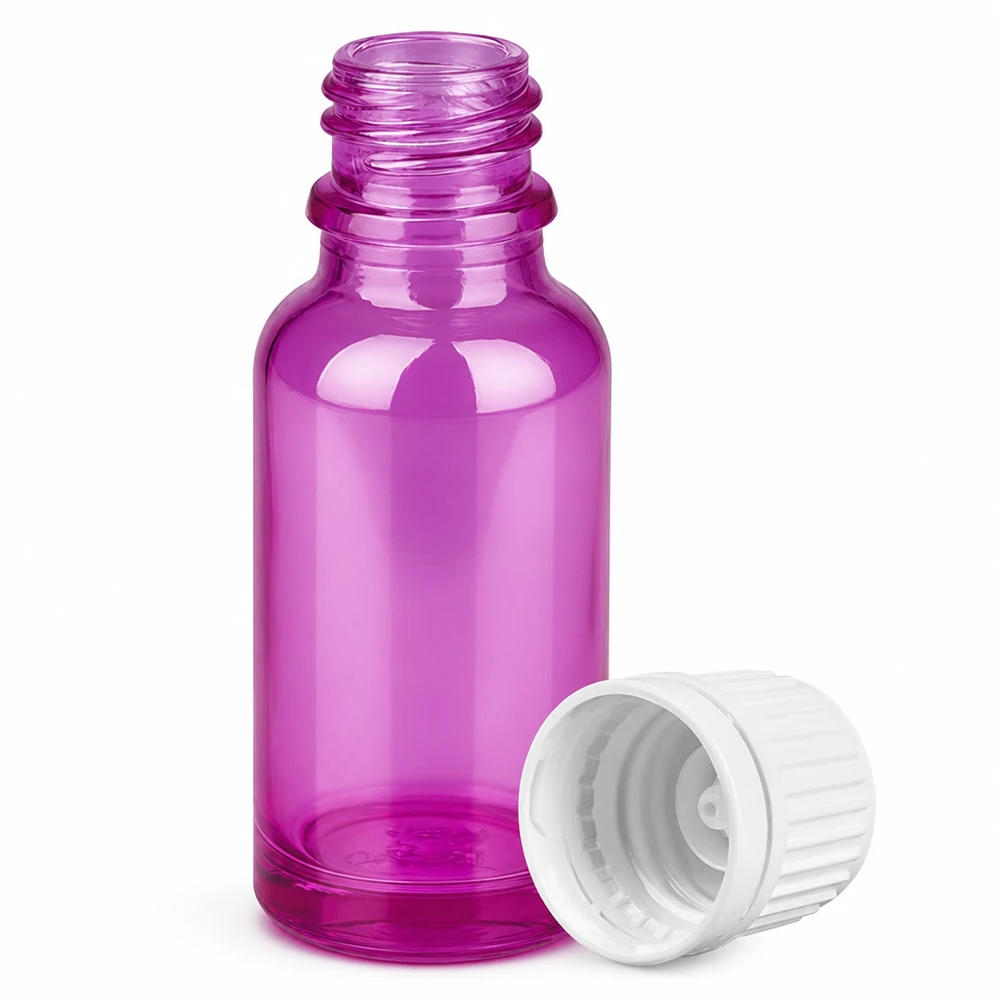 20ml Flasche 11mm Schraubverschluss weiss Originalität Schraubverschlusserschluss PurpleLine UT18/20 20ml Glasflasche in lila Farbe mit UV-Schutz und auslaufsicherem weißem Deckel