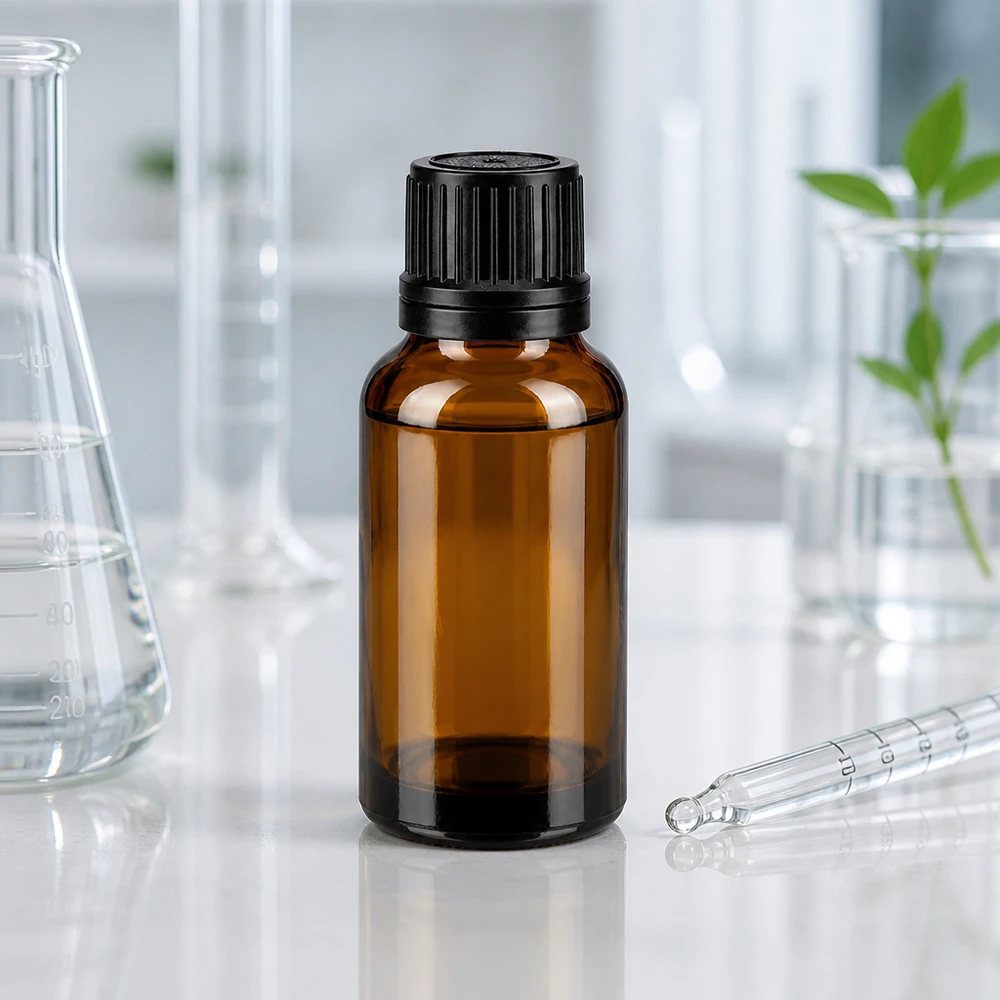 Kleine braune Apothekerflasche 20ml mit kindersicherem Schraubverschluss und Pipette